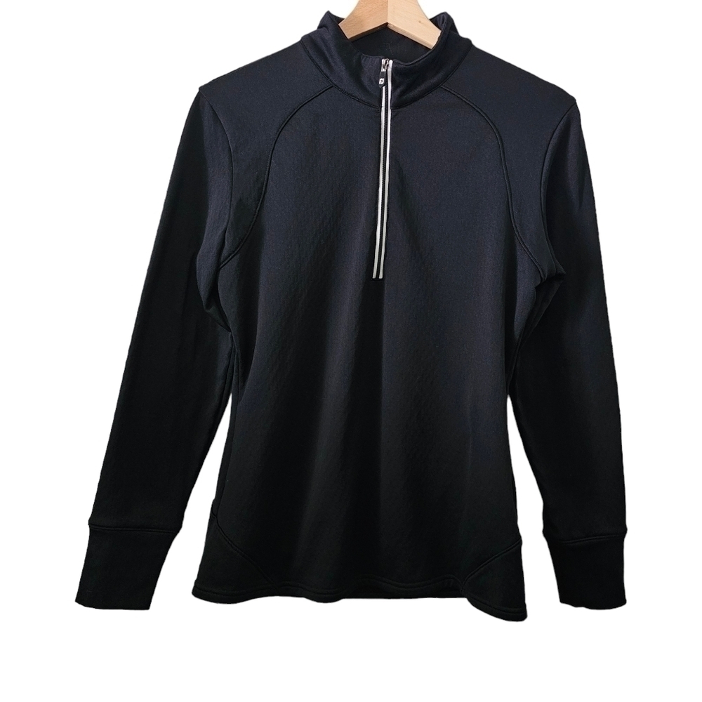 FootJoy Women’s Textured 1/4 Zip Golf Shirt, Black, Long-sleeves, Size Small